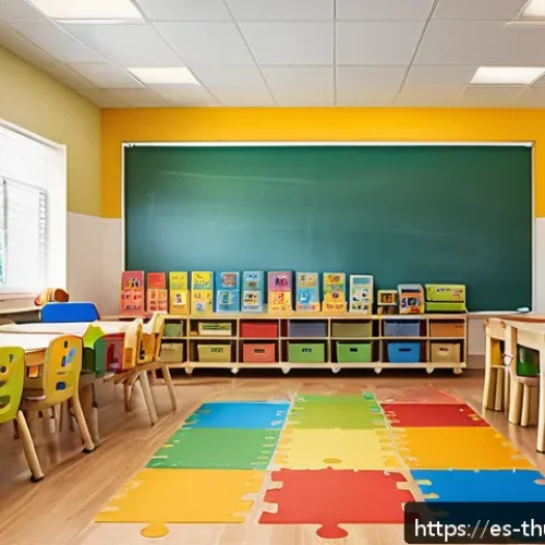 번개맨 유치원 프로그램 - A bright and cheerful preschool classroom in a modern Spanish-speaking community, featuring diverse ...